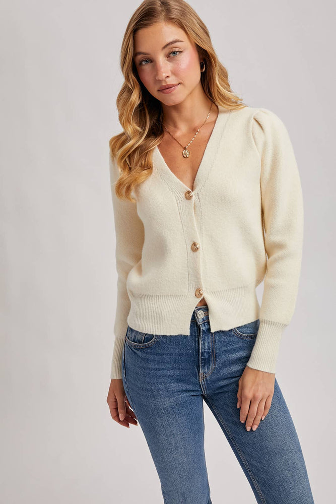 Button Down V-Neck Cardigan