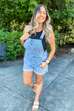 Betty Cuffed Shortalls - Lilac&Lemon