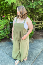 Plus Camila Olive Overalls - Lilac&Lemon