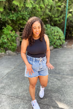 Jayla Drawstring Denim Shorts - Lilac&Lemon