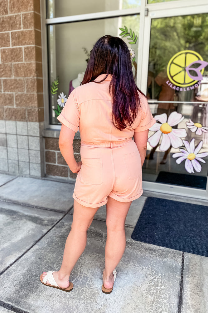 Adeline Button Down Romper Dusty Rose - Lilac&Lemon