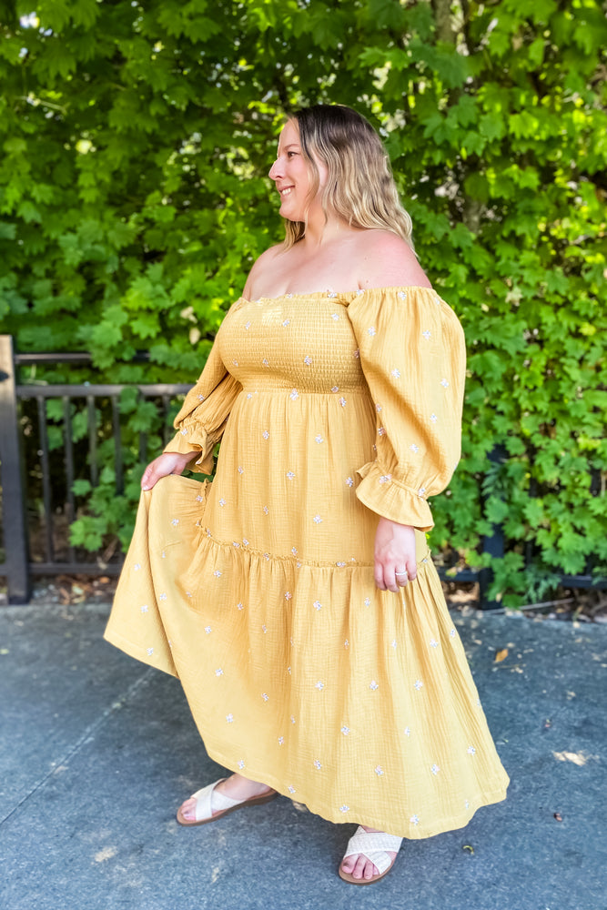 Amber Puff Sleeve Maxi Dress Mustard - Lilac&Lemon
