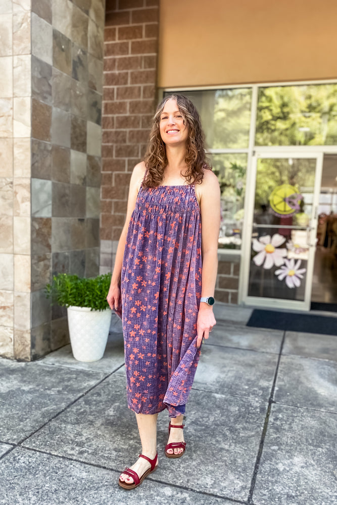 Andrea Navy Printed Maxi Dress - Lilac&Lemon