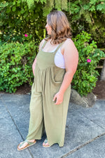 Plus Camila Olive Overalls - Lilac&Lemon