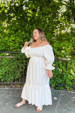 Rosie Smocked Midi Linen Dress - Lilac&Lemon
