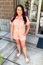 Adeline Button Down Romper Dusty Rose - Lilac&Lemon