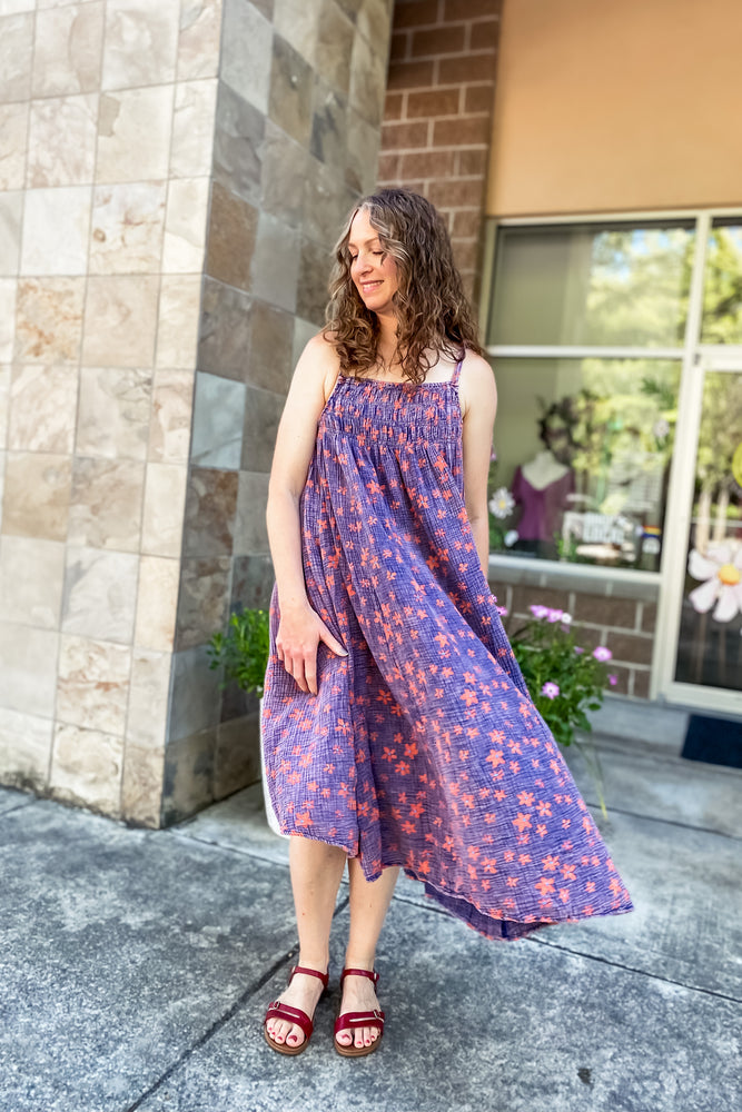 Andrea Navy Printed Maxi Dress - Lilac&Lemon