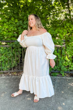 Rosie Smocked Midi Linen Dress - Lilac&Lemon