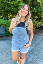 Betty Cuffed Shortalls - Lilac&Lemon