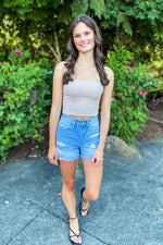 Claire Distressed Cuffed Boyfriend Shorts - Lilac&Lemon