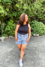 Jayla Drawstring Denim Shorts - Lilac&Lemon
