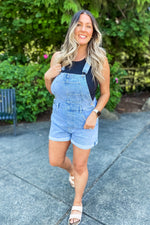 Betty Cuffed Shortalls - Lilac&Lemon