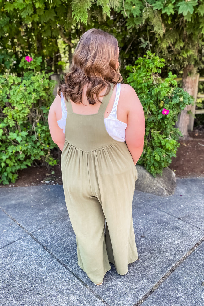 Plus Camila Olive Overalls - Lilac&Lemon