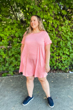 Plus Ella Peach Striped Dress - Lilac&Lemon