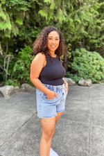Jayla Drawstring Denim Shorts - Lilac&Lemon