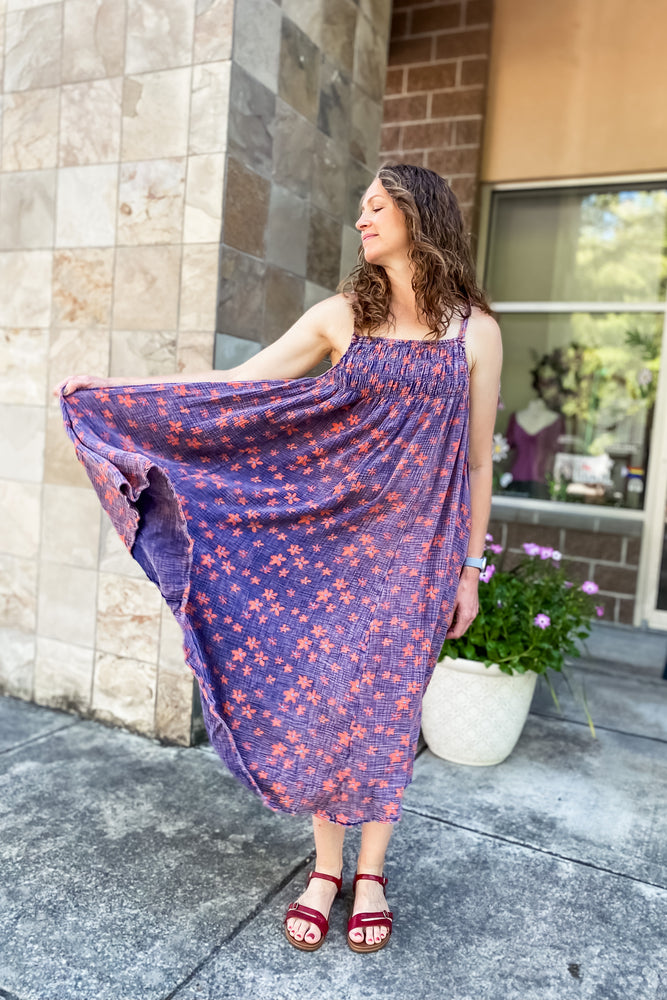 Andrea Navy Printed Maxi Dress - Lilac&Lemon