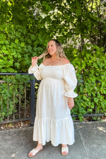 Rosie Smocked Midi Linen Dress - Lilac&Lemon