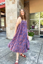 Andrea Navy Printed Maxi Dress - Lilac&Lemon