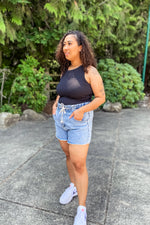 Jayla Drawstring Denim Shorts - Lilac&Lemon