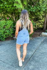 Betty Cuffed Shortalls - Lilac&Lemon