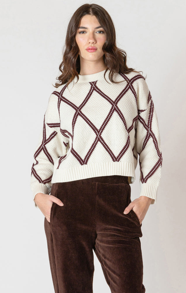 Diamond Check Sweater Cream/Cocoa