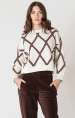 Diamond Check Sweater Cream/Cocoa