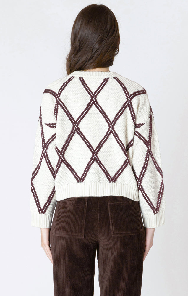 Diamond Check Sweater Cream/Cocoa