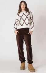 Diamond Check Sweater Cream/Cocoa