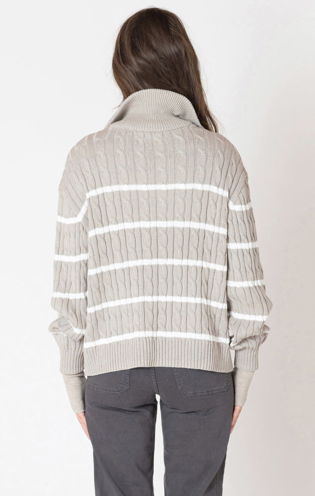Half Zip Cable Knit Sweater Taupe