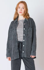Washed Black Knit Denim Jacket