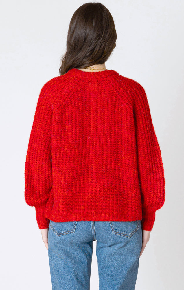 Button Front Knit Cardigan Candy Red