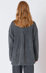 Washed Black Knit Denim Jacket