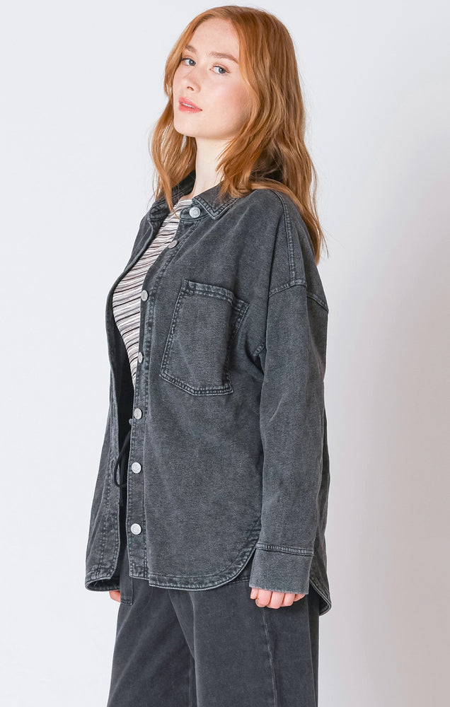 Washed Black Knit Denim Jacket