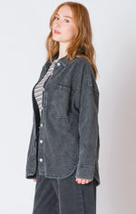 Washed Black Knit Denim Jacket