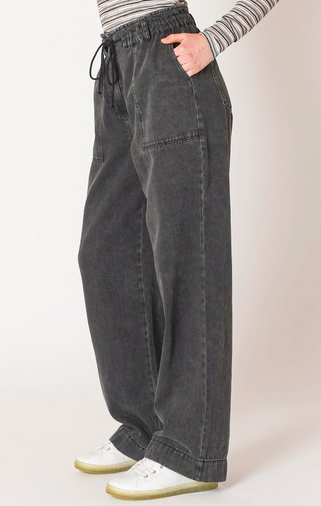 Wide Leg Denim Pant Washed Black