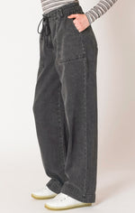 Wide Leg Denim Pant Washed Black