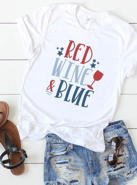 *Plus* Red Wine and Blue Graphic Tee - Lilac&Lemon