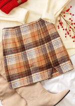 Taupe Plaid Mini Skirt - Lilac&Lemon