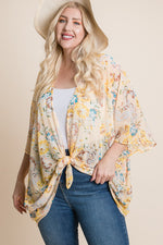 Plus Miranda Floral Kimono Yellow - Lilac&Lemon