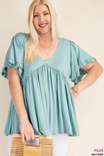 Plus Harmony Bell Sleeve Top Seafoam