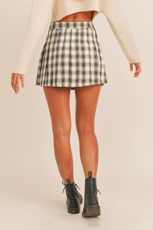 Emery Plaid Skirt Hunter Green - Lilac&Lemon