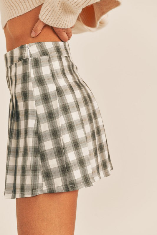 Emery Plaid Skirt Hunter Green - Lilac&Lemon