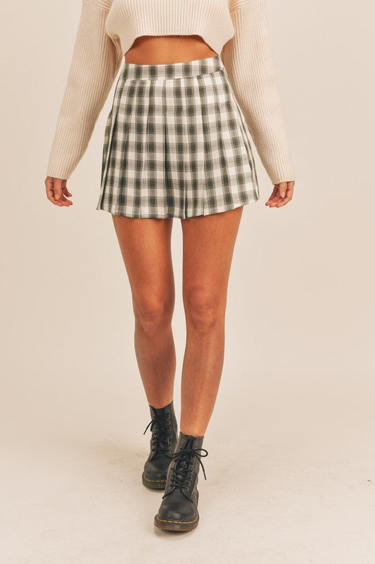 Emery Plaid Skirt Hunter Green - Lilac&Lemon