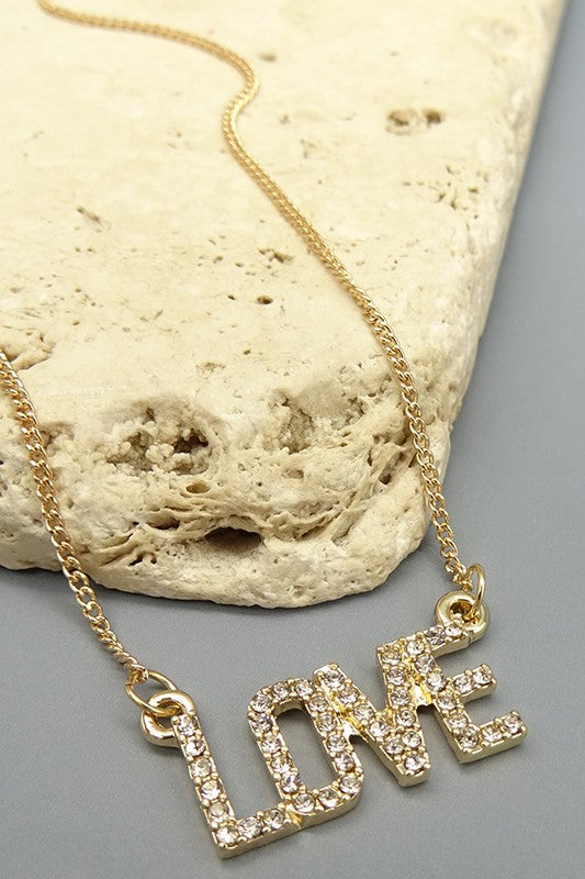 Love Rhinestone Necklace - Lilac&Lemon