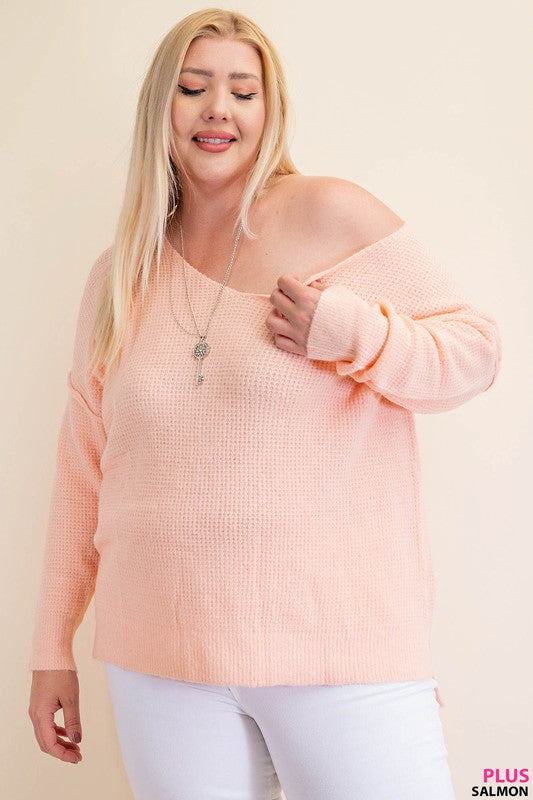 Plus Aubrey Sweater Salmon - Lilac&Lemon