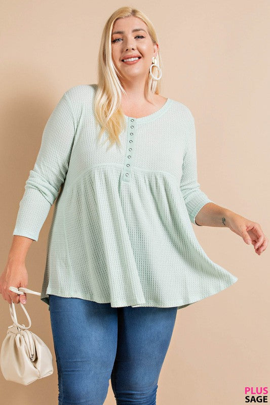 Plus Michelle Waffle Knit Top