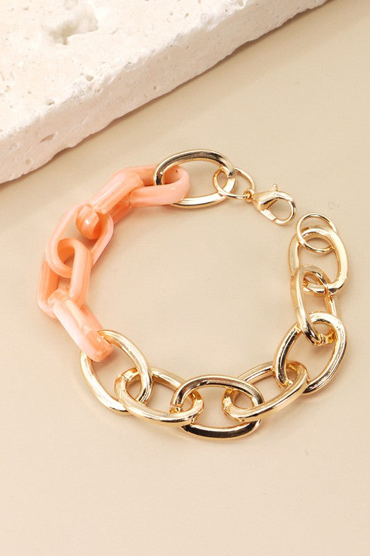 Peach Chain Link Bracelet