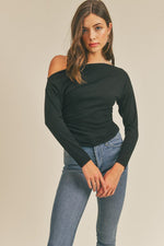 Janet One Shoulder Top Black
