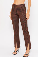 Tanya Houndstooth Pant Brown - Lilac&Lemon