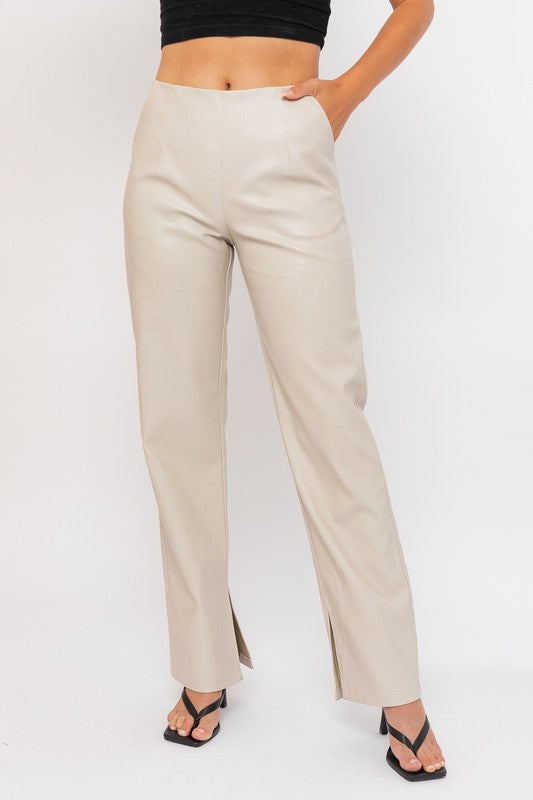 Velma Faux Leather Pant - Lilac&Lemon